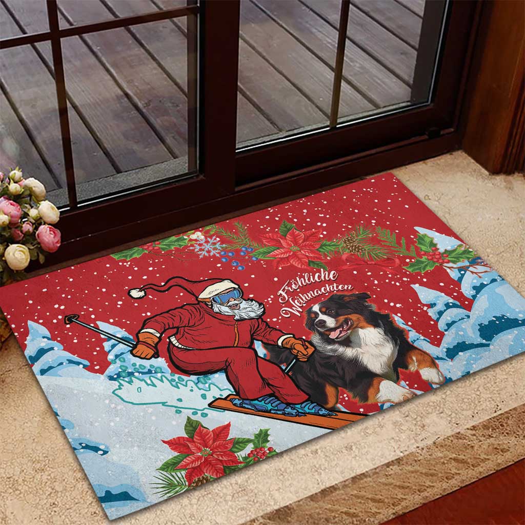 Switzerland Christmas Rubber Doormat Greater Swiss Mountain Dog Santa - Merry Xmas - Wonder Print Shop