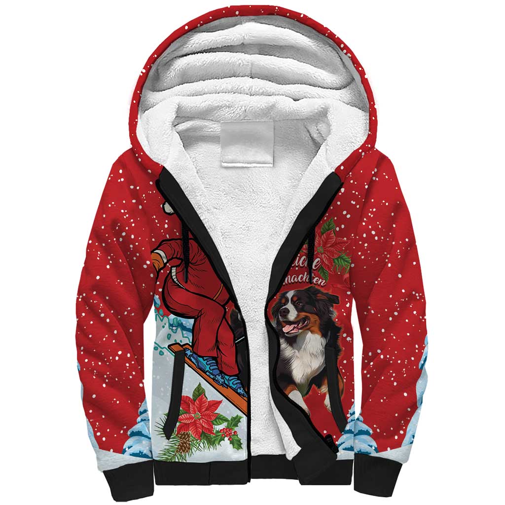 Switzerland Christmas Sherpa Hoodie Greater Swiss Mountain Dog Santa - Merry Xmas - Wonder Print Shop