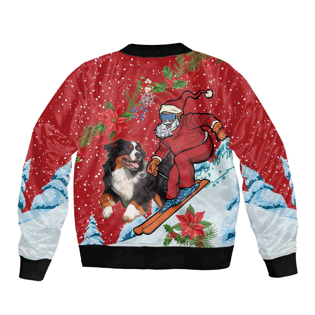 Switzerland Christmas Sleeve Zip Bomber Jacket Greater Swiss Mountain Dog Santa - Merry Xmas - Wonder Print Shop