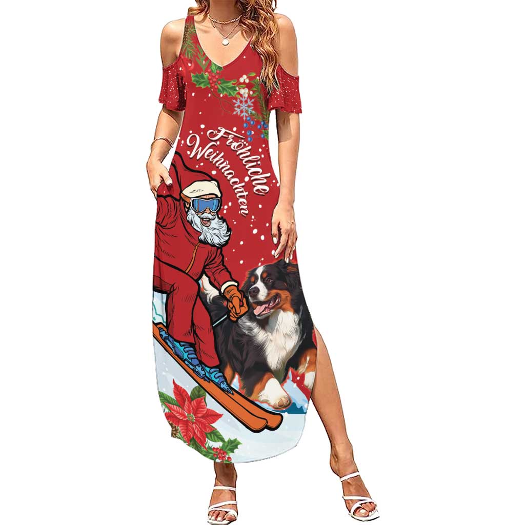 Switzerland Christmas Summer Maxi Dress Greater Swiss Mountain Dog Santa - Merry Xmas - Wonder Print Shop