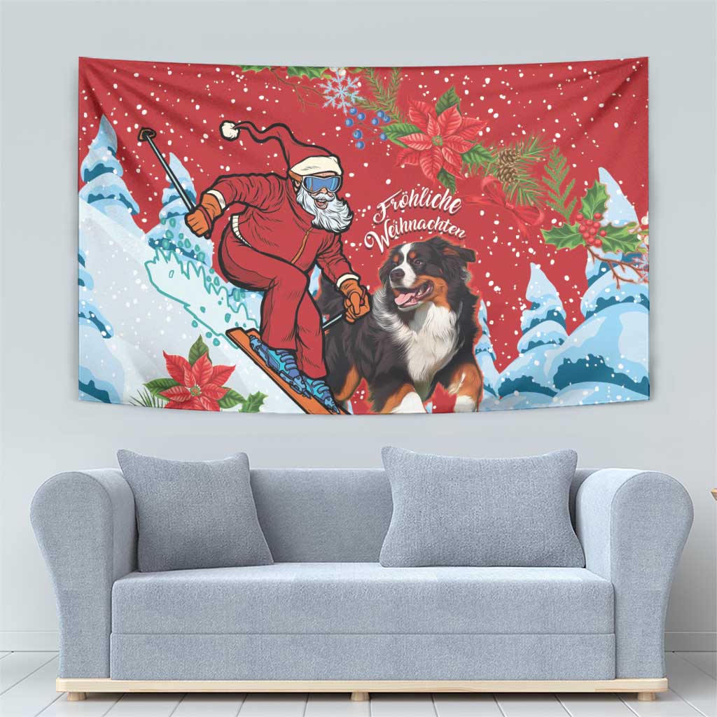 Switzerland Christmas Tapestry Greater Swiss Mountain Dog Santa - Merry Xmas - Wonder Print Shop