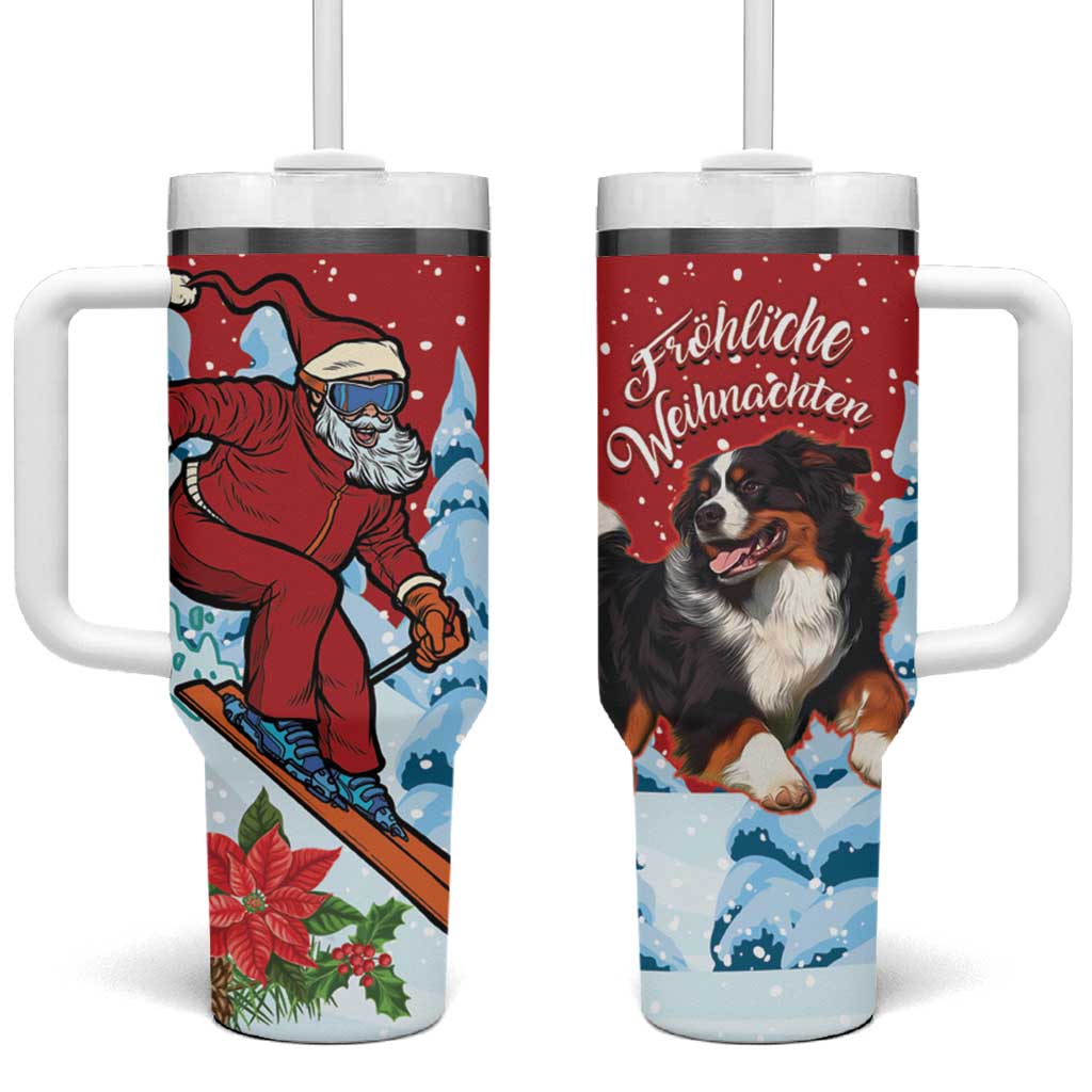 Switzerland Christmas Tumbler With Handle Greater Swiss Mountain Dog Santa - Merry Xmas - Wonder Print Shop