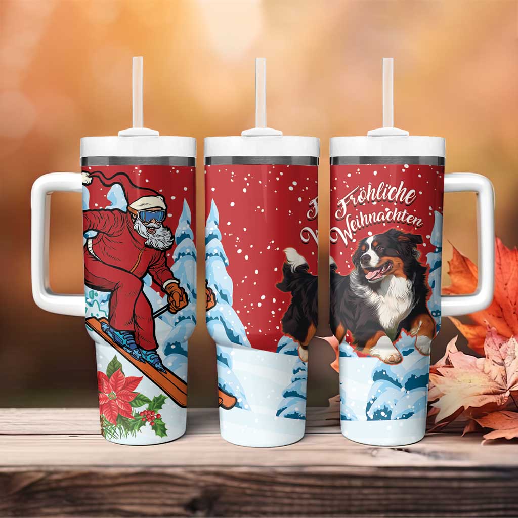 Switzerland Christmas Tumbler With Handle Greater Swiss Mountain Dog Santa - Merry Xmas - Wonder Print Shop