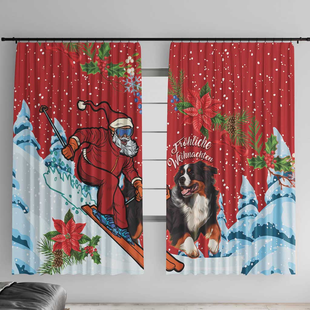 Switzerland Christmas Window Curtain Greater Swiss Mountain Dog Santa - Merry Xmas - Wonder Print Shop