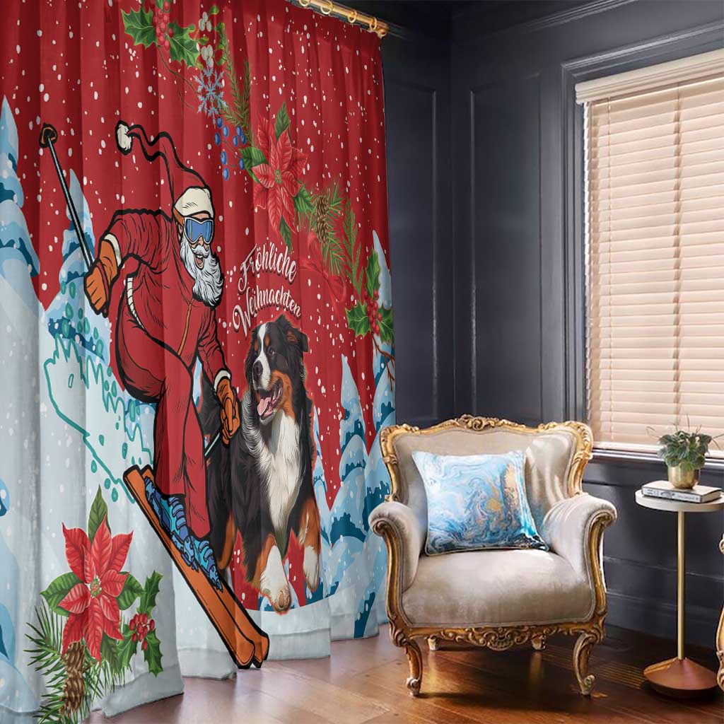 Switzerland Christmas Window Curtain Greater Swiss Mountain Dog Santa - Merry Xmas - Wonder Print Shop