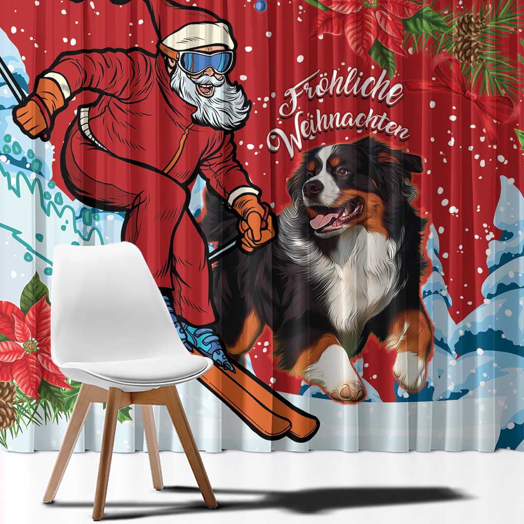 Switzerland Christmas Window Curtain Greater Swiss Mountain Dog Santa - Merry Xmas - Wonder Print Shop