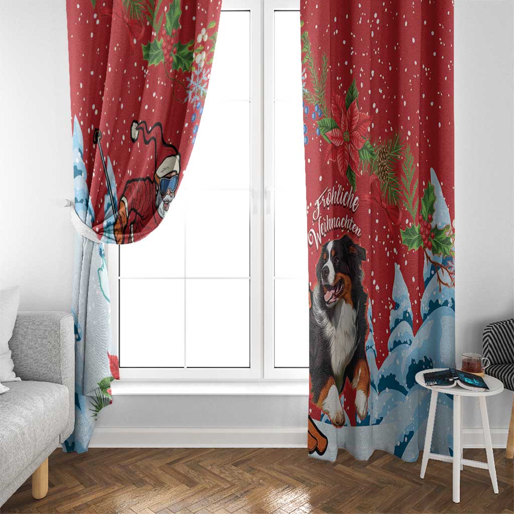 Switzerland Christmas Window Curtain Greater Swiss Mountain Dog Santa - Merry Xmas - Wonder Print Shop
