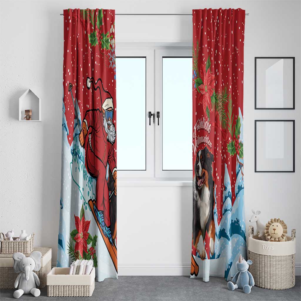 Switzerland Christmas Window Curtain Greater Swiss Mountain Dog Santa - Merry Xmas - Wonder Print Shop