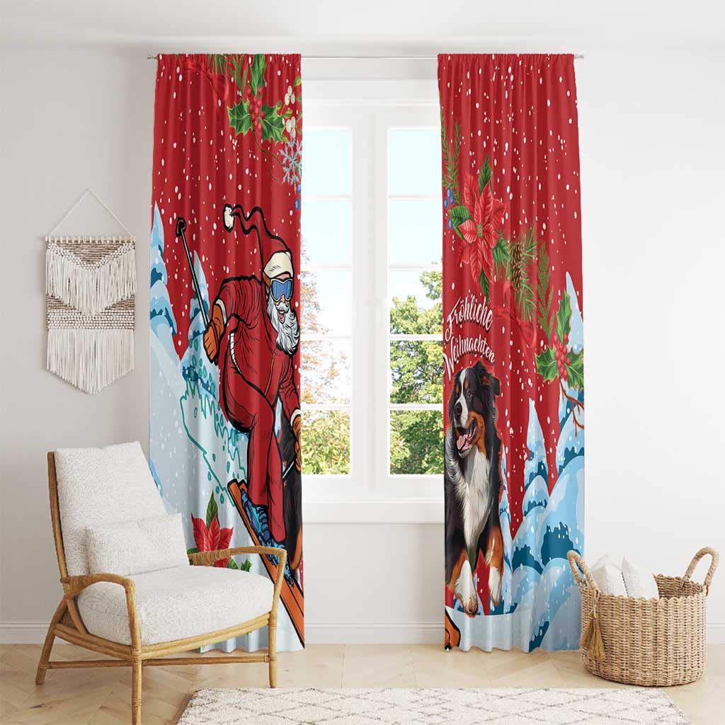 Switzerland Christmas Window Curtain Greater Swiss Mountain Dog Santa - Merry Xmas - Wonder Print Shop