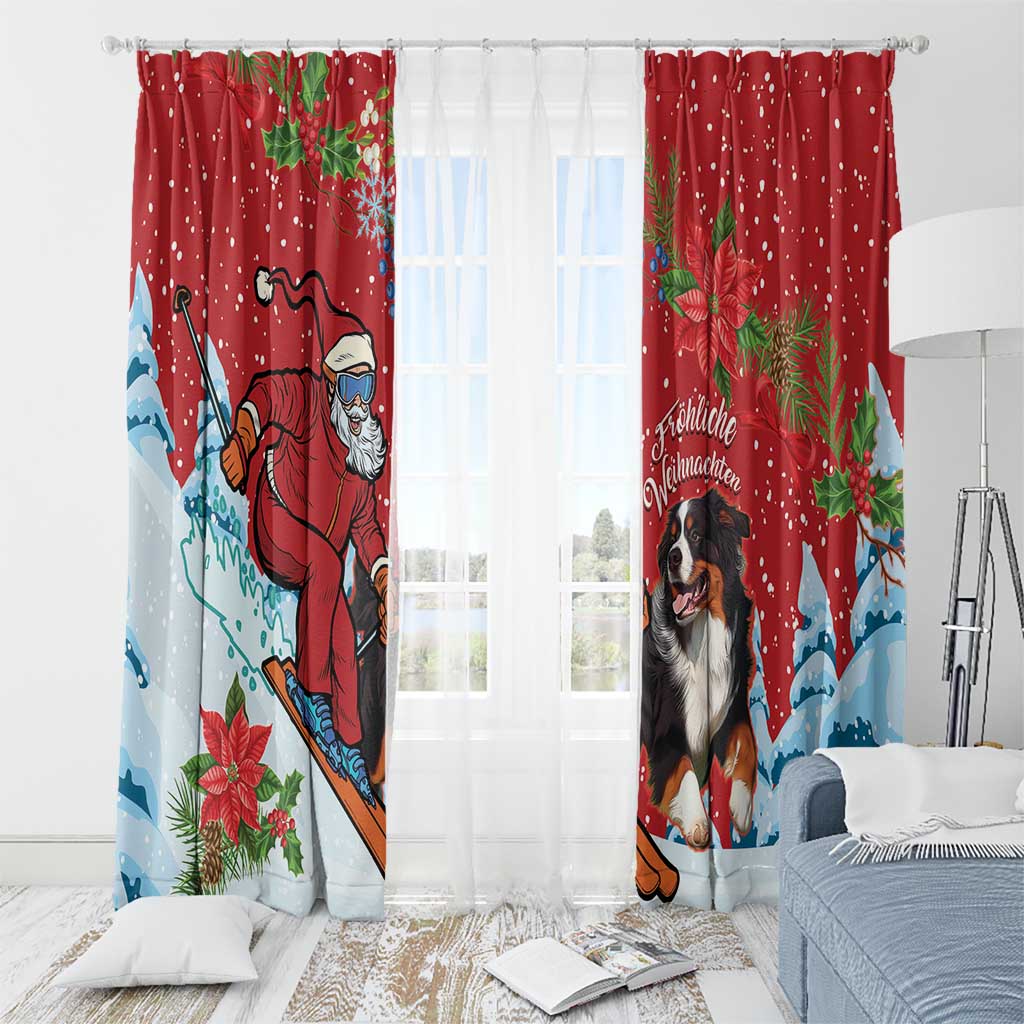 Switzerland Christmas Window Curtain Greater Swiss Mountain Dog Santa - Merry Xmas - Wonder Print Shop