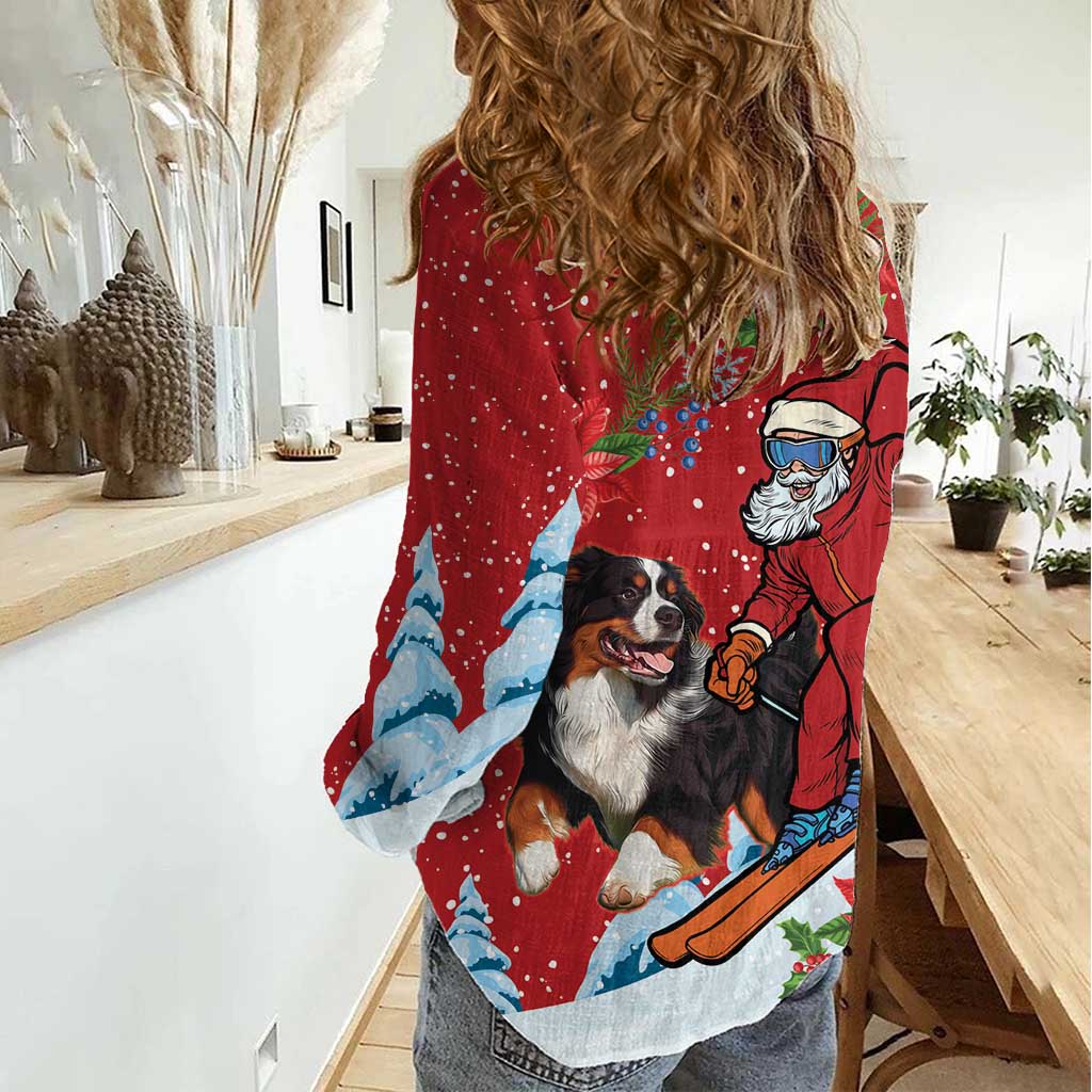 Switzerland Christmas Women Casual Shirt Greater Swiss Mountain Dog Santa - Merry Xmas - Wonder Print Shop