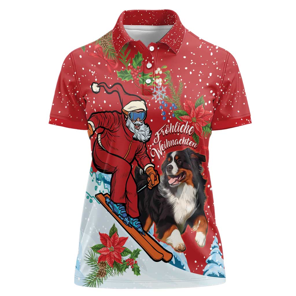 Switzerland Christmas Women Polo Shirt Greater Swiss Mountain Dog Santa - Merry Xmas - Wonder Print Shop