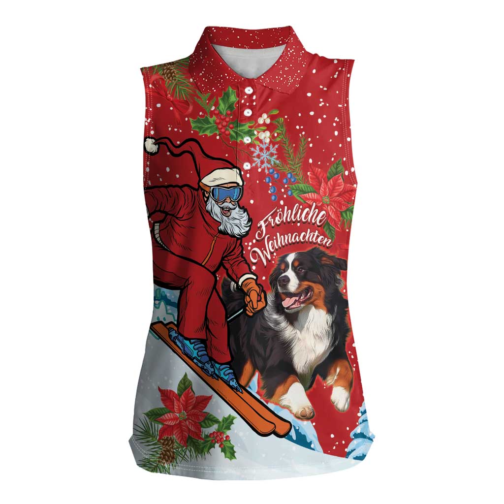 Switzerland Christmas Women Sleeveless Polo Shirt Greater Swiss Mountain Dog Santa - Merry Xmas - Wonder Print Shop