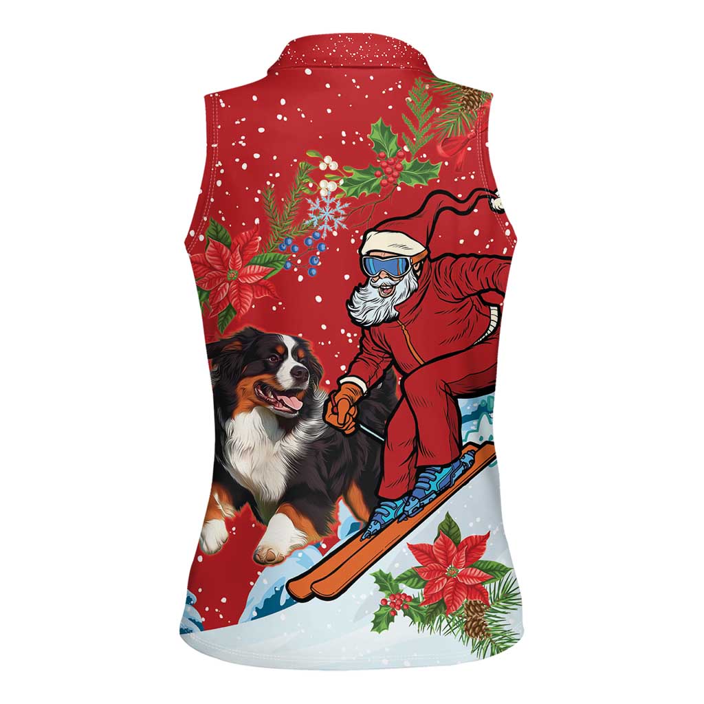 Switzerland Christmas Women Sleeveless Polo Shirt Greater Swiss Mountain Dog Santa - Merry Xmas - Wonder Print Shop
