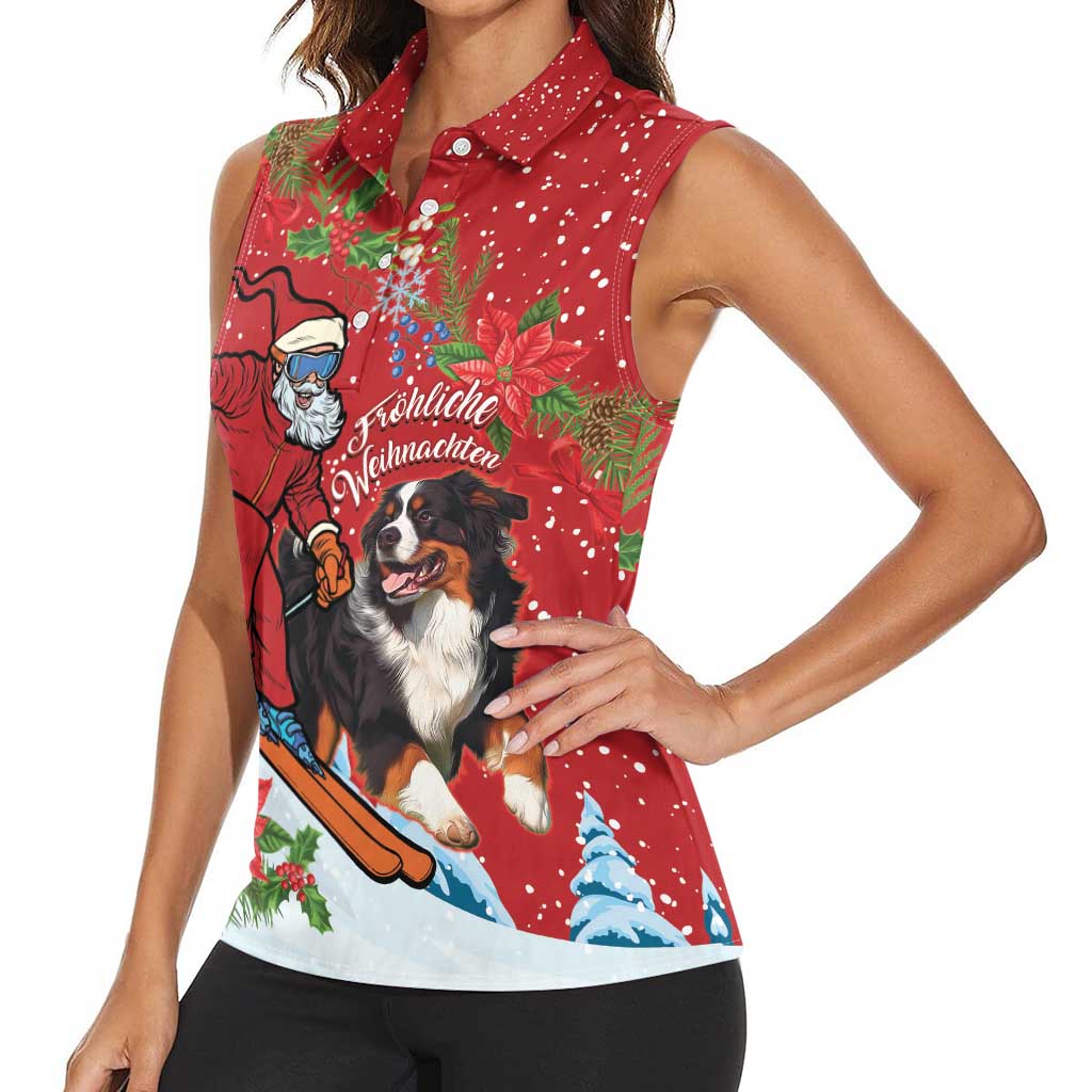 Switzerland Christmas Women Sleeveless Polo Shirt Greater Swiss Mountain Dog Santa - Merry Xmas - Wonder Print Shop