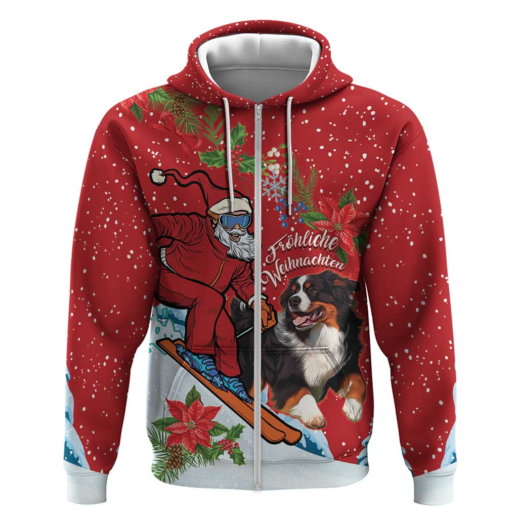 Switzerland Christmas Zip Hoodie Greater Swiss Mountain Dog Santa - Merry Xmas - Wonder Print Shop