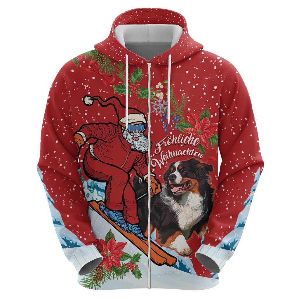 Switzerland Christmas Zip Hoodie Greater Swiss Mountain Dog Santa - Merry Xmas - Wonder Print Shop