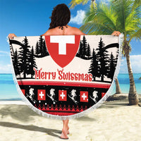 Switzerland Christmas Beach Blanket Merry Swissmas - Coat Of Arms Style - Wonder Print Shop