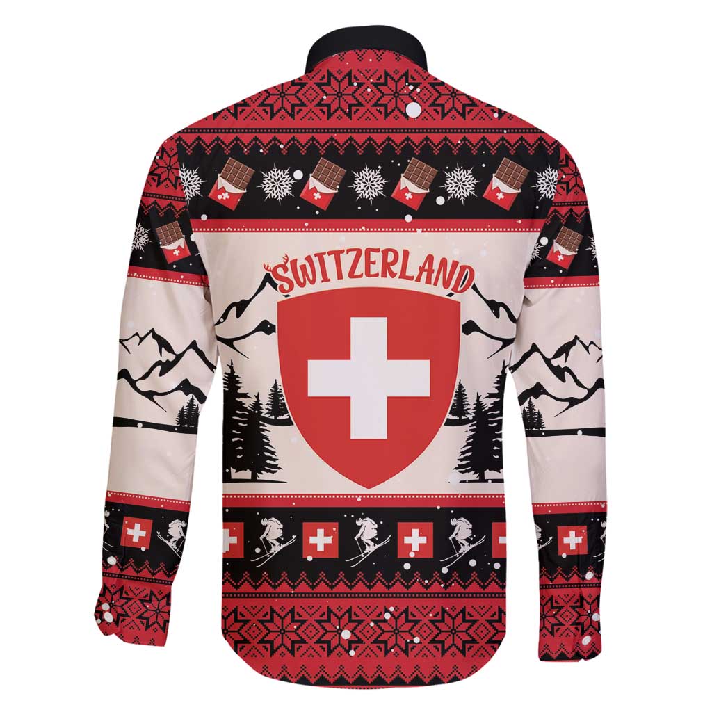 Switzerland Christmas Family Matching Long Sleeve Bodycon Dress and Hawaiian Shirt Merry Swissmas - Coat Of Arms Style - Wonder Print Shop