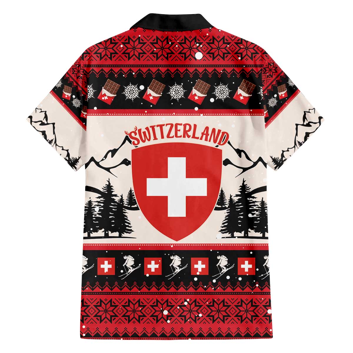 Switzerland Christmas Family Matching Off The Shoulder Long Sleeve Dress and Hawaiian Shirt Merry Swissmas - Coat Of Arms Style - Wonder Print Shop