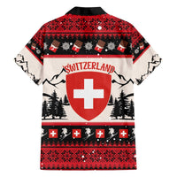 Switzerland Christmas Family Matching Off The Shoulder Long Sleeve Dress and Hawaiian Shirt Merry Swissmas - Coat Of Arms Style - Wonder Print Shop