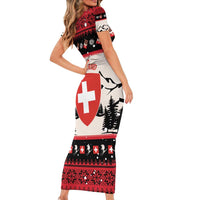 Switzerland Christmas Family Matching Short Sleeve Bodycon Dress and Hawaiian Shirt Merry Swissmas - Coat Of Arms Style - Wonder Print Shop