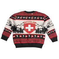 Switzerland Christmas Kid Ugly Christmas Sweater Merry Swissmas - Coat Of Arms Style - Wonder Print Shop