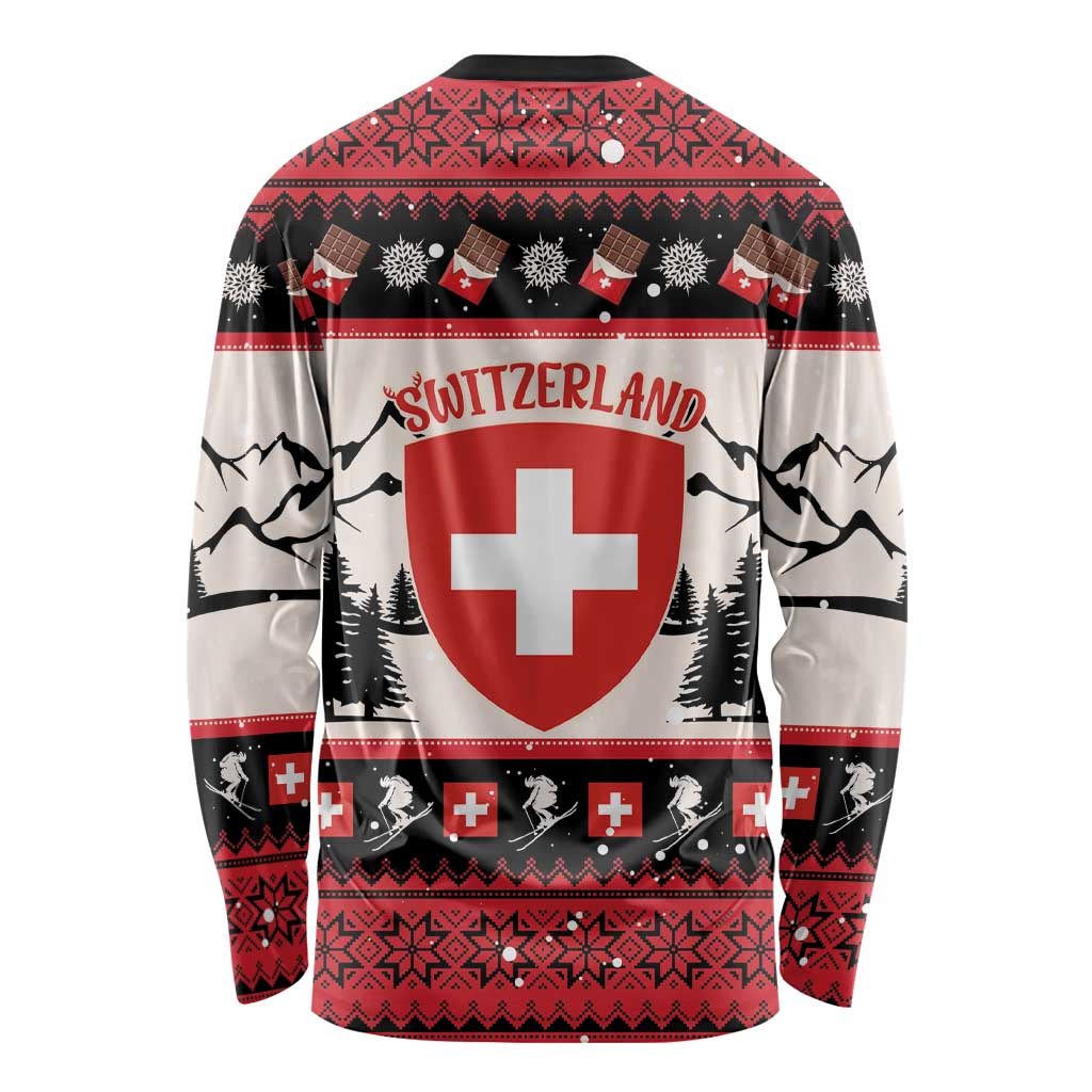 Switzerland Christmas Long Sleeve Shirt Merry Swissmas - Coat Of Arms Style - Wonder Print Shop