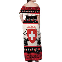 Switzerland Christmas Off Shoulder Maxi Dress Merry Swissmas - Coat Of Arms Style - Wonder Print Shop