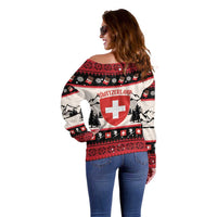 Switzerland Christmas Off Shoulder Sweater Merry Swissmas - Coat Of Arms Style - Wonder Print Shop