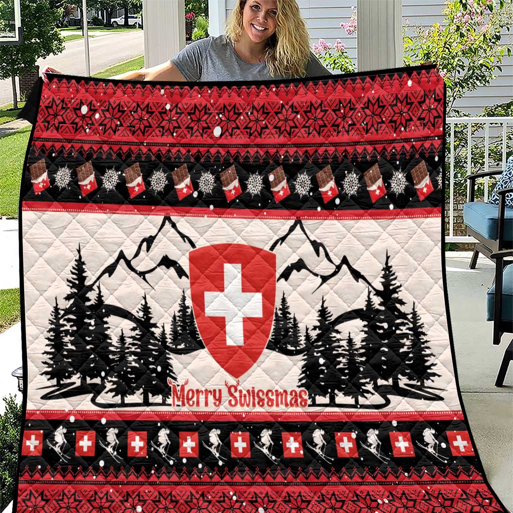 Switzerland Christmas Quilt Merry Swissmas - Coat Of Arms Style - Wonder Print Shop