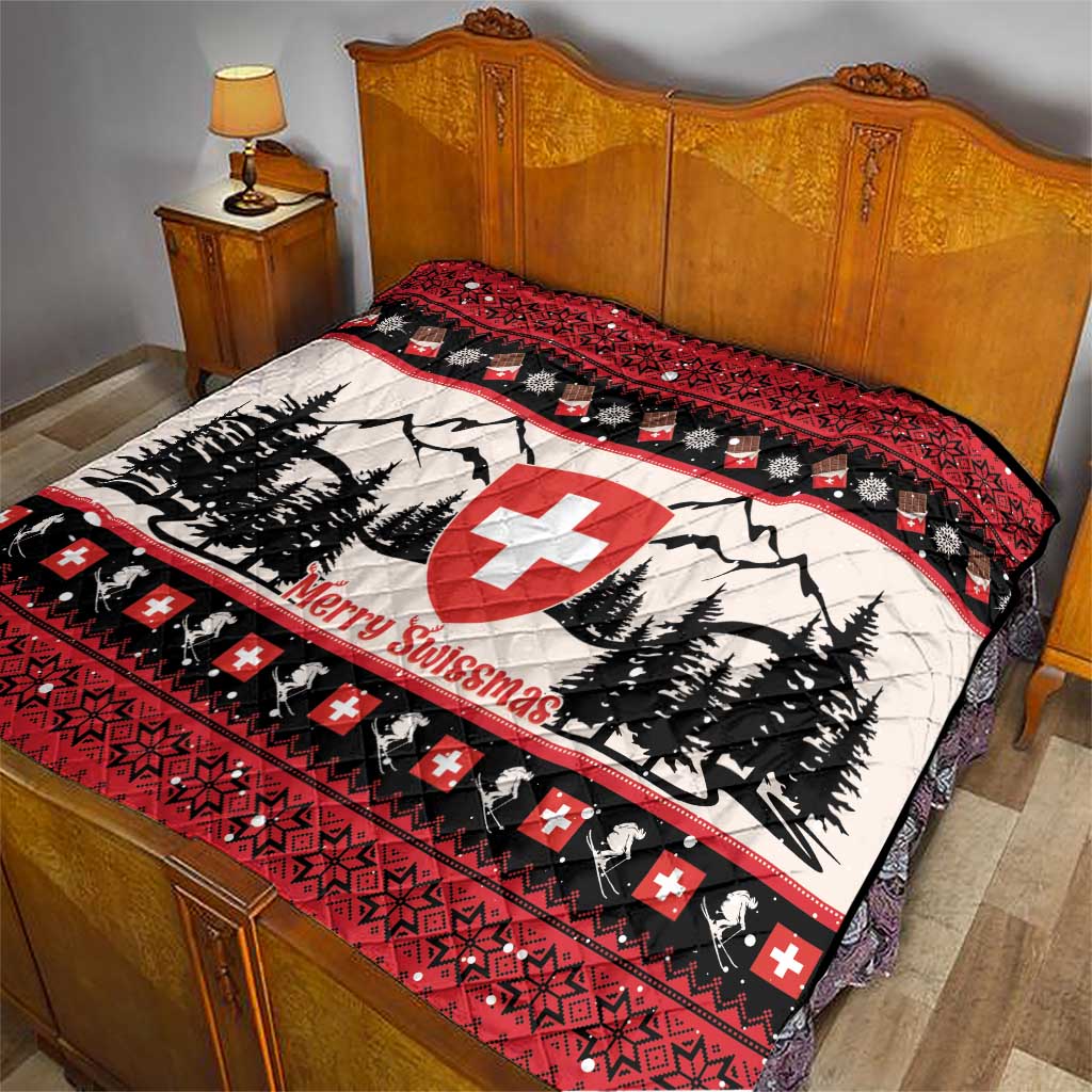 Switzerland Christmas Quilt Merry Swissmas - Coat Of Arms Style - Wonder Print Shop