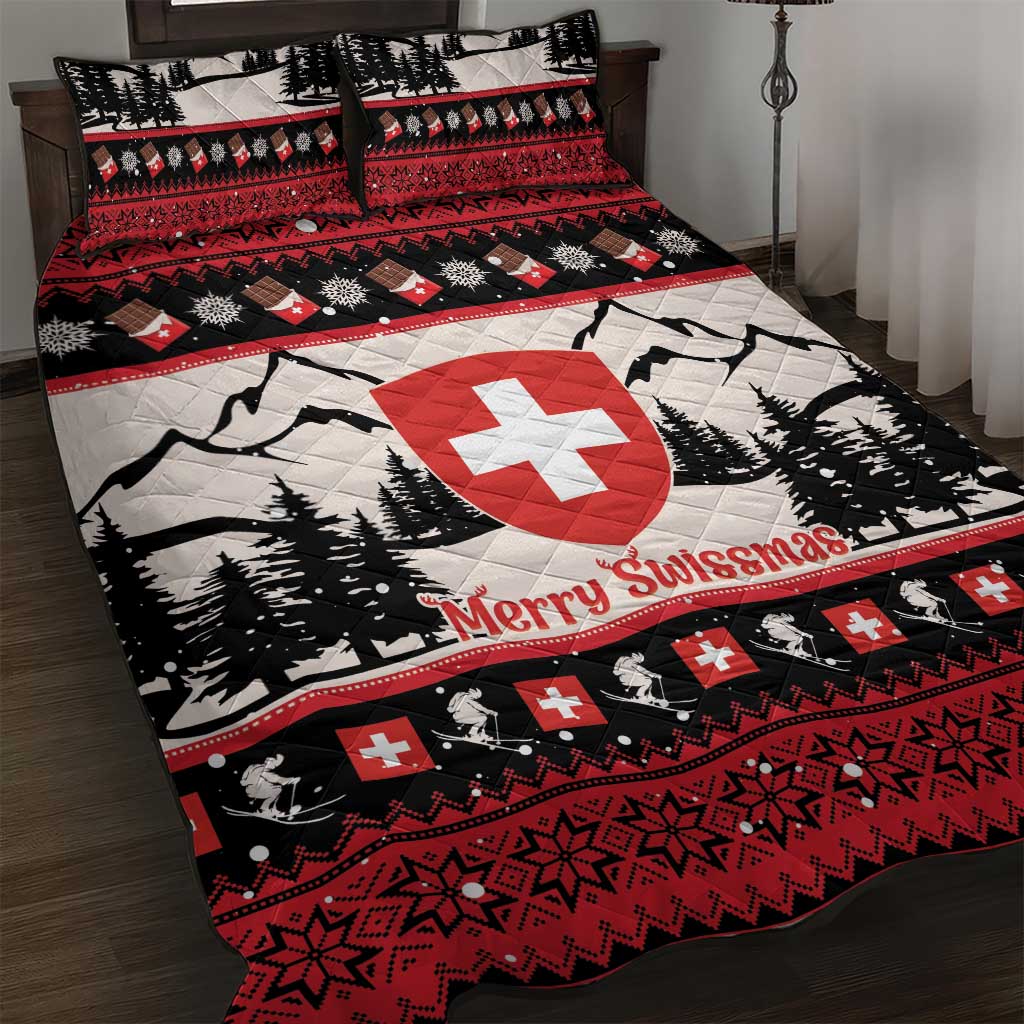 Switzerland Christmas Quilt Bed Set Merry Swissmas - Coat Of Arms Style - Wonder Print Shop