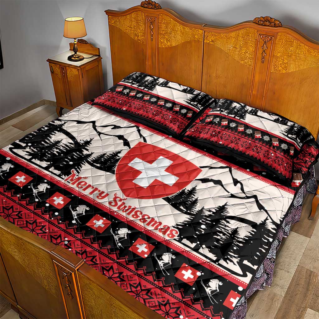 Switzerland Christmas Quilt Bed Set Merry Swissmas - Coat Of Arms Style - Wonder Print Shop