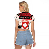 Switzerland Christmas Raglan Cropped T Shirt Merry Swissmas - Coat Of Arms Style - Wonder Print Shop
