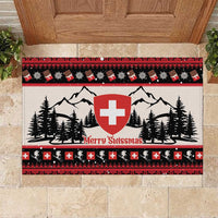Switzerland Christmas Rubber Doormat Merry Swissmas - Coat Of Arms Style - Wonder Print Shop