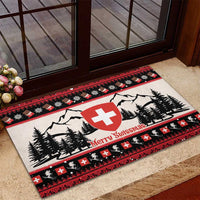 Switzerland Christmas Rubber Doormat Merry Swissmas - Coat Of Arms Style - Wonder Print Shop