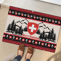 Switzerland Christmas Rubber Doormat Merry Swissmas - Coat Of Arms Style - Wonder Print Shop