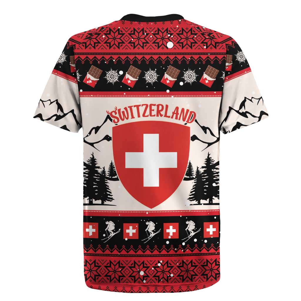 Switzerland Christmas Rugby Jersey Merry Swissmas - Coat Of Arms Style - Wonder Print Shop