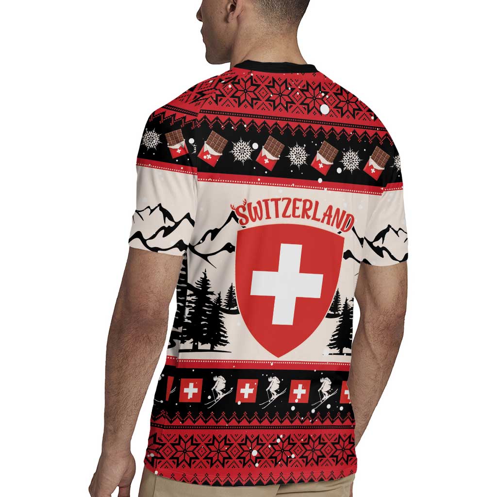 Switzerland Christmas Rugby Jersey Merry Swissmas - Coat Of Arms Style - Wonder Print Shop