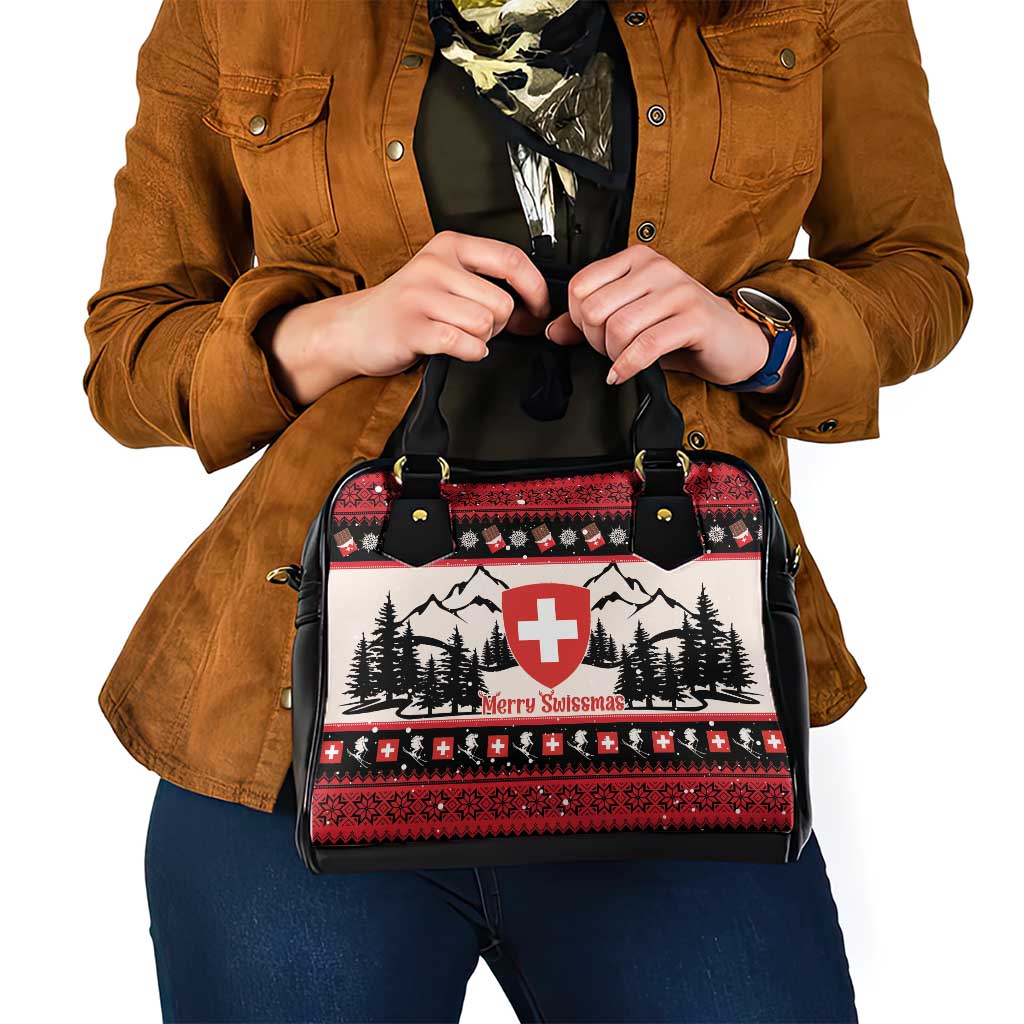 Switzerland Christmas Shoulder Handbag Merry Swissmas - Coat Of Arms Style