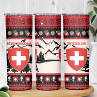 Switzerland Christmas Skinny Tumbler Merry Swissmas - Coat Of Arms Style - Wonder Print Shop