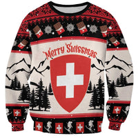 Switzerland Christmas Sweatshirt Merry Swissmas - Coat Of Arms Style - Wonder Print Shop