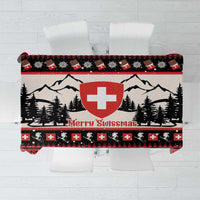 Switzerland Christmas Tablecloth Merry Swissmas - Coat Of Arms Style - Wonder Print Shop