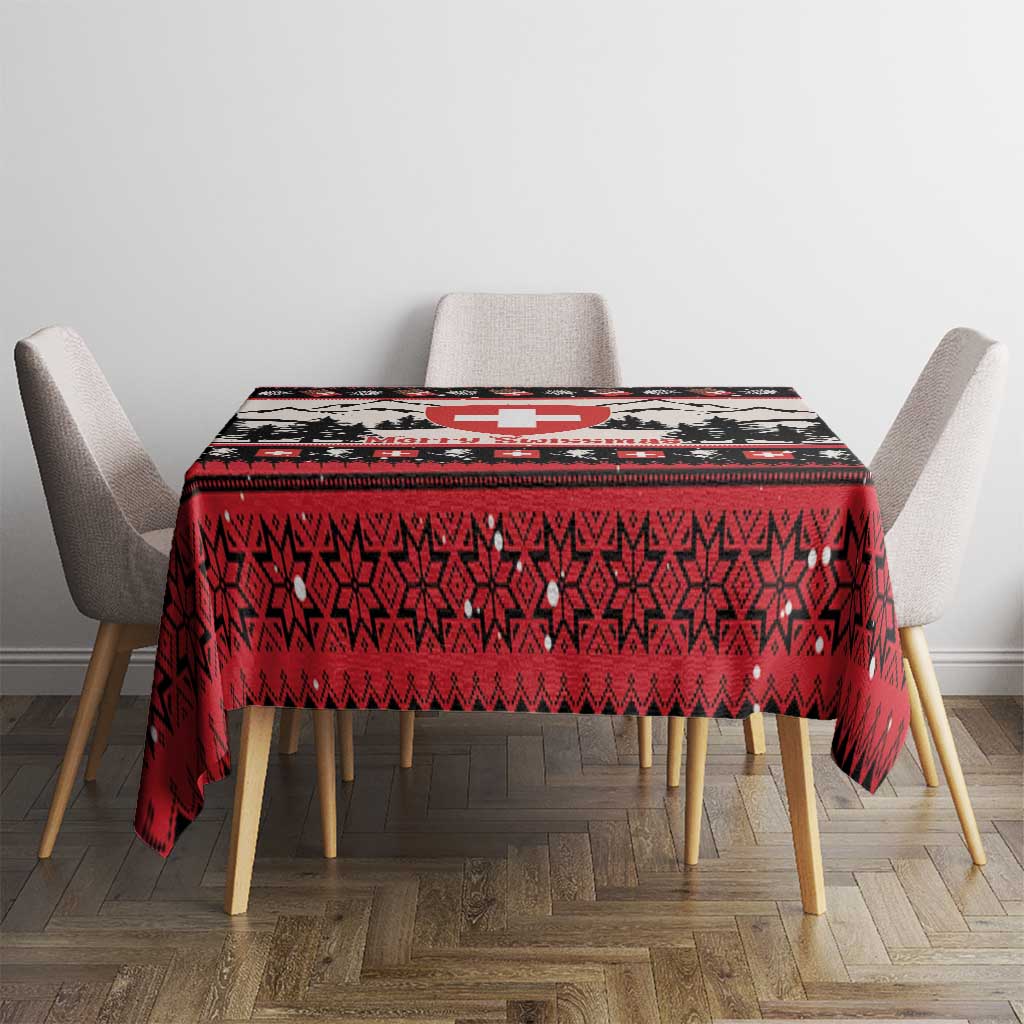 Switzerland Christmas Tablecloth Merry Swissmas - Coat Of Arms Style - Wonder Print Shop