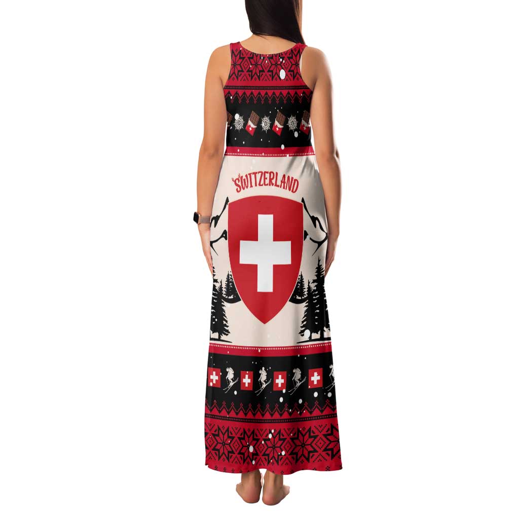 Switzerland Christmas Tank Maxi Dress Merry Swissmas - Coat Of Arms Style - Wonder Print Shop