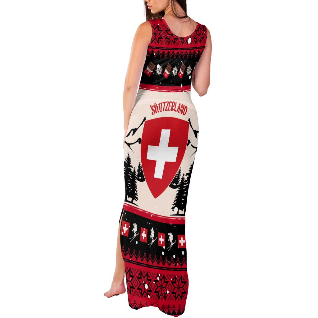 Switzerland Christmas Tank Maxi Dress Merry Swissmas - Coat Of Arms Style - Wonder Print Shop