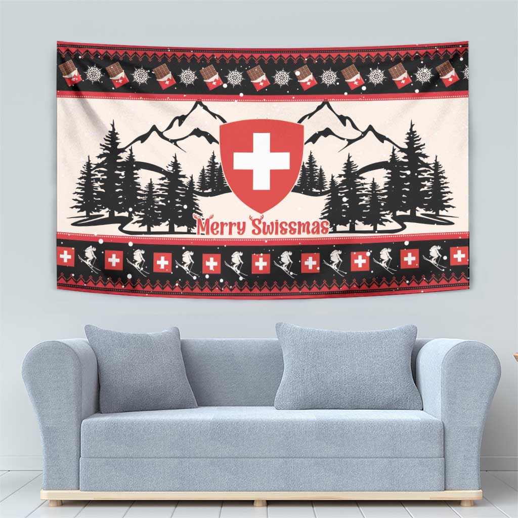 Switzerland Christmas Tapestry Merry Swissmas - Coat Of Arms Style - Wonder Print Shop