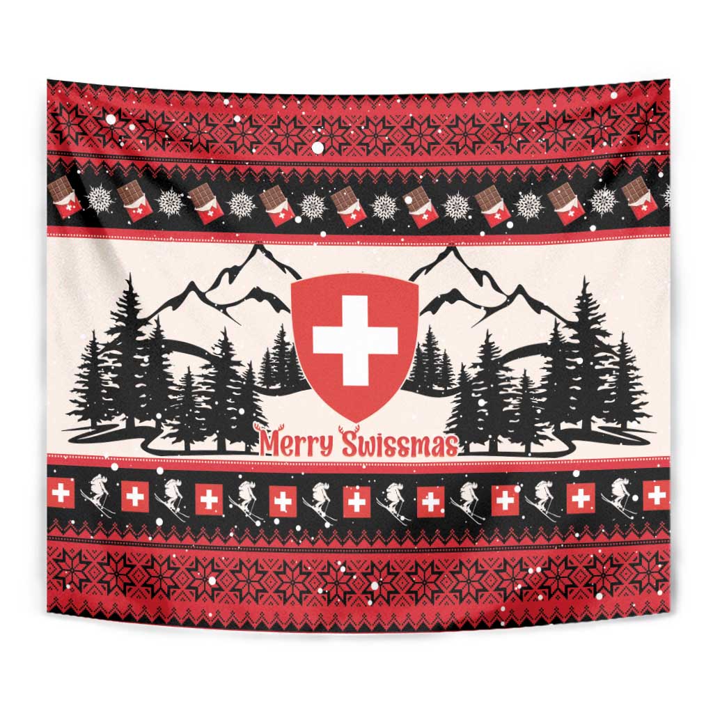 Switzerland Christmas Tapestry Merry Swissmas - Coat Of Arms Style - Wonder Print Shop