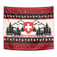 Switzerland Christmas Tapestry Merry Swissmas - Coat Of Arms Style - Wonder Print Shop